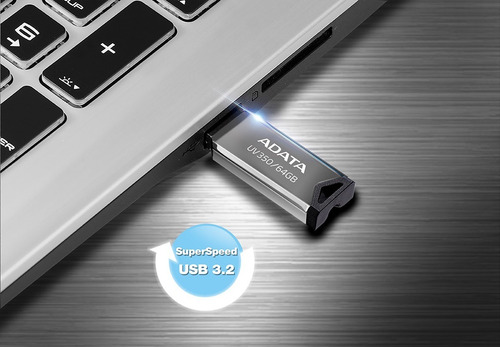 Imagen 2 de 6 de Memoria Usb Adata Uv350 64gb Usb3.2 Acabado Metal Brillante
