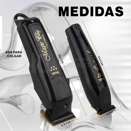 Máquinas sem fio pretas Wahl® Barber Combo Original com cortador de hologramas Magic Clip + Trimmer Detailer Li para barbearia