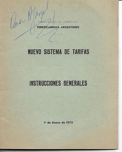 Libro / Nuevo Sistema De Tarifas / Ferrocarriles Argentinos