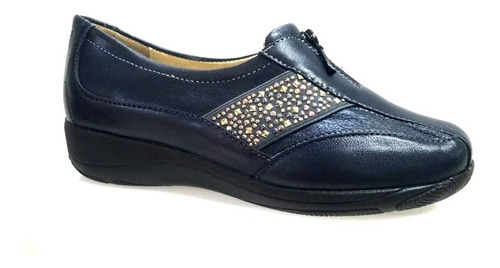 Zapato Para Dama Clinicus 9018 Triple Ancho En Piel Azul