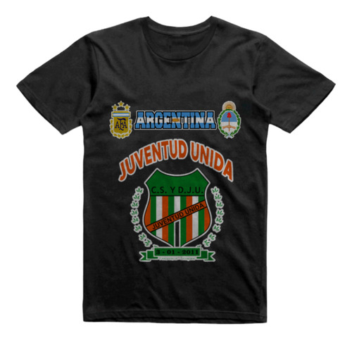 Remera Algodon Negra Juventud Unida De Centenario