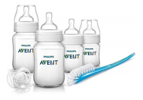 Set 4 Biberones Avent Classic+ Chupon Cepillo 6 Piezas