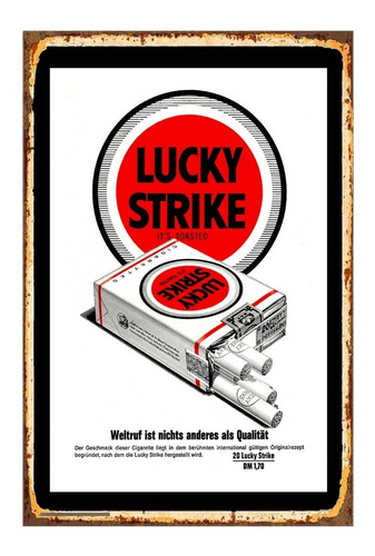 1 Cartel Metalico Letrero Cigarros Lucky Strike  40x28 Cms