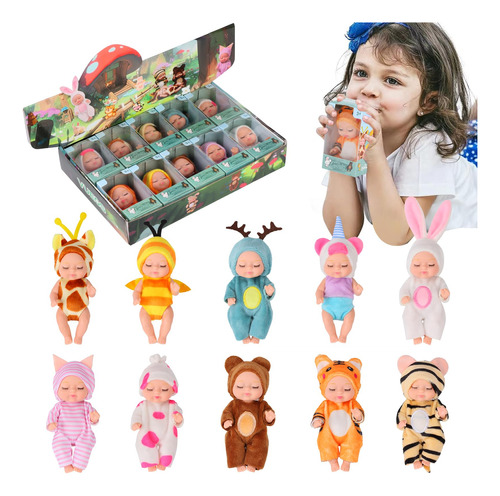 Vueos 10 Pcs 4 Inch Mini Baby Doll Gift Set Cute Small Rebo.