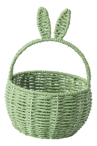 Cesta De Armazenamento Trançada Cesta De Com Alça Verde