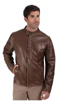 Comprar Chamarra De Piel Con Cuello Tipo Mao Marca Perry Ellis.