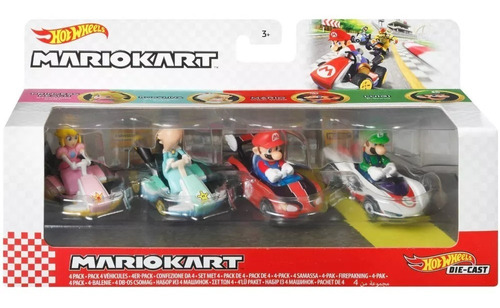 Hot Wheels Mario Kart Pack De 4 Vehículos 