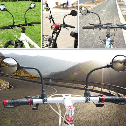 2pcs Espejo Retrovisor Bicicleta Bicicleta Redonda Negro Vel