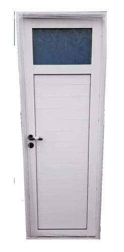 Puerta Aluminio Blanco 1/4 Vidrio Repartido Reforzada 70x200