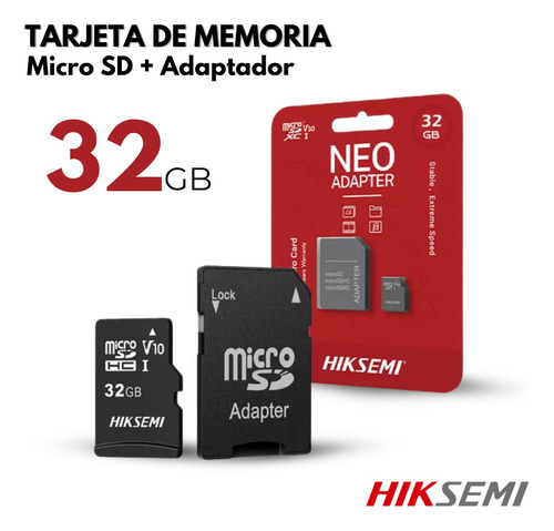 Tarjeta Micro Sd 32gb Para Camaras Wifi Celular + Adaptador