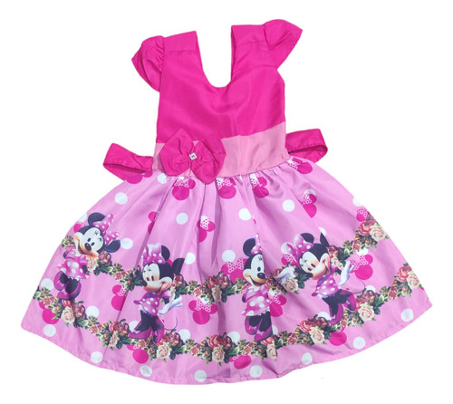 Vestido Minnie Rosa Infantil Princesa Temático Personagem