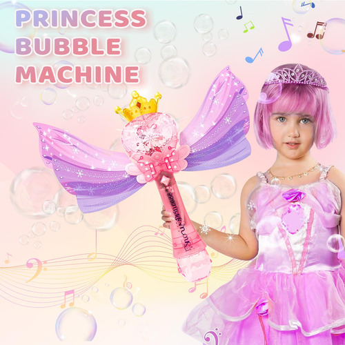 Varitas De Burbujas Recargable Princesa Con 2 Soluciones J Color