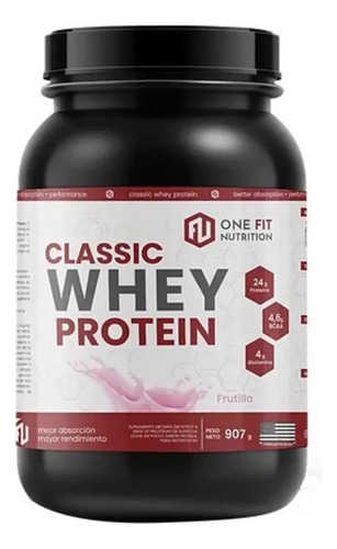 One Fit Classic Whey Protein 2lb Pote Sabor Frutilla