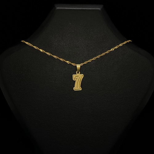 Cadena Y Dije Números Oro 18k 7 - Siete 40 Cm