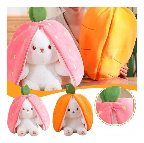 2pcs Juguete De Peluche Conejo Conejito De Zanahoria/fresa
