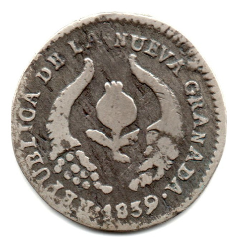 Moneda Colombia 1/2 Real Nueva Granada 1839 Popayán