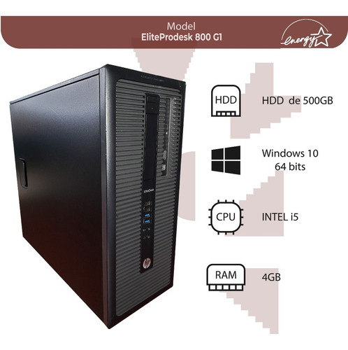 Unidad De Sistema Hp Eliteprodesk 800 G1 4gb Ram 500 Hdd (Reacondicionado)