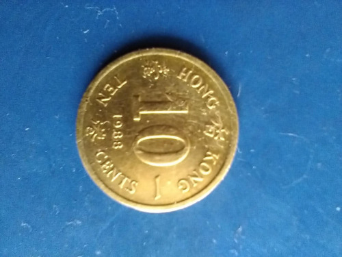 Moneda Antigua Hong Kong Ten Cents Año 1988