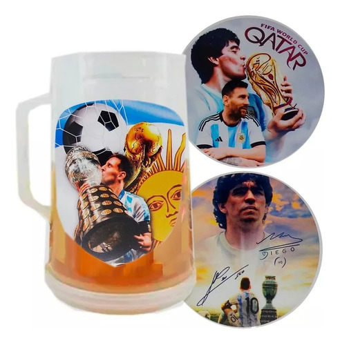 Vaso Cervecero Chopp Maradona Messi Futbol Gel Refrescante