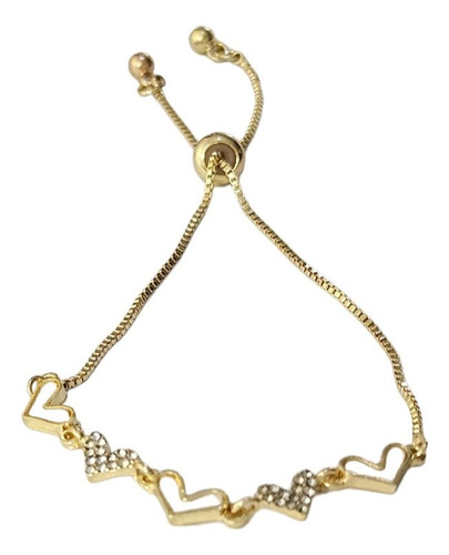 Pulsera Ajustable Elegante Moderna Nacar Circon Baño Oro 18k