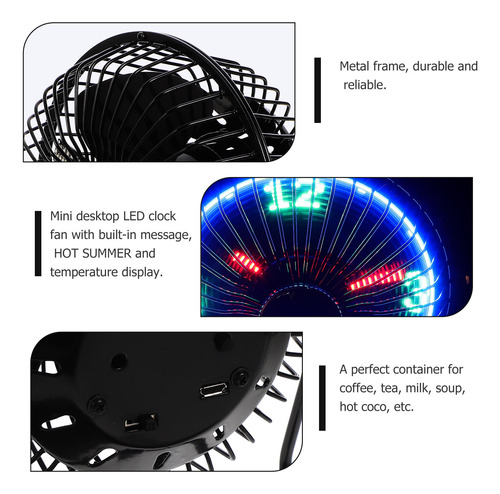 Mini Reloj Led Usb De Escritorio Con Ventilador De Refrigera