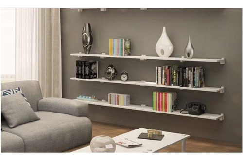 Kit de 3 estantes de madera lineales blancos de 60 x 20 x 1,5 cm Prat-k