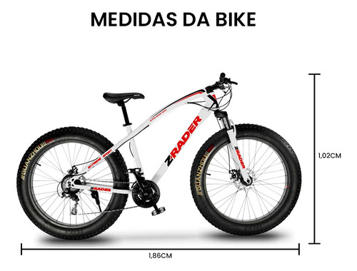 Bicicleta Aro 26 Com Suspenção Branca Fat Jaguar Z-rader