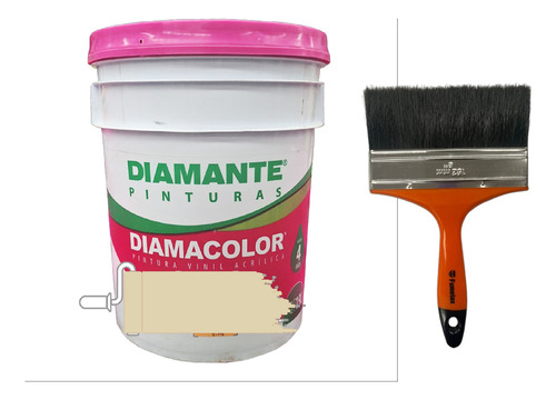 Cubeta De Pintura Vinil Ext/int Diamacolor 18lts Con Brocha Piñón Mate