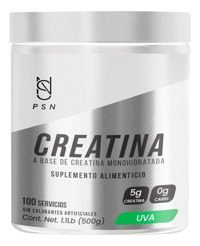 Creatina Monohidratada En Polvo Psn 500g 100 Servicios Uva