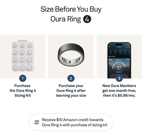 Pulsómetro Smart Ring Oura Ring 4 Stealth, Tamaño 8, Para Do