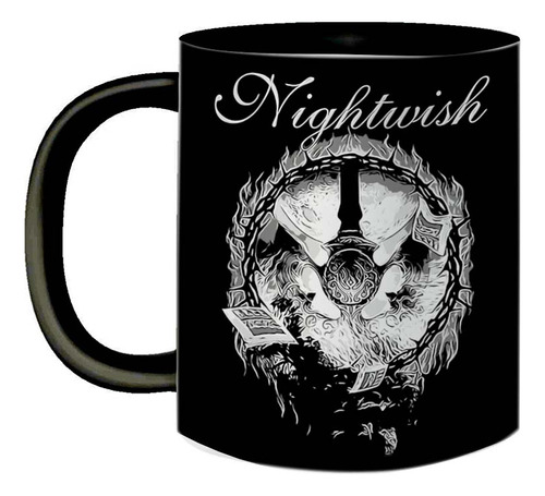 Caneca Preta Nightwish Banda Rock Metal Sinfônico Anos 2000