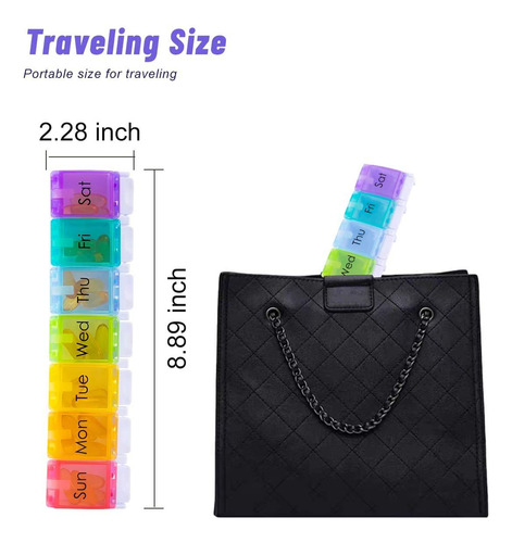 Organizador Portátil Caja De Pastillas Viaje Botón Fácil,