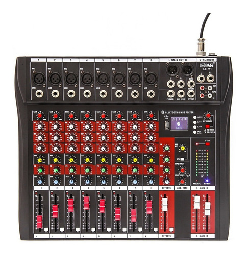 Mesa De Som Bluetooth Usb Mixer Mp3 Digital 8 Canais Le711