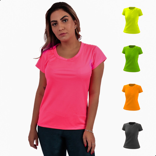 Kit 5 Camisetas Básicas Feminina Babylook Tecido Dry Premium