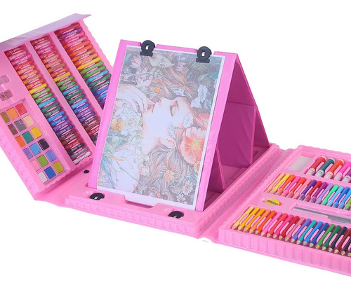 Set Arte Niños 208 Piezas Colores Plumones Crayón Acuarelas 