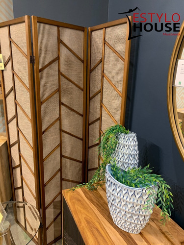 Imagen 3 de 7 de Biombo Decorativo De Madera, 3 Paneles Diseño De Ramas