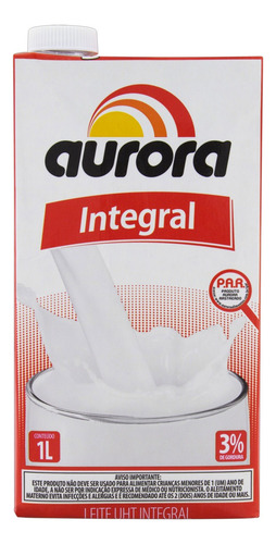 Leite UHT Integral Aurora Caixa com Tampa 1l