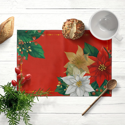 M Manteles Individuales De Navidad Rojos, Manteles De Mesa,