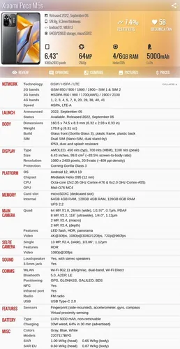 Xiaomi Poco M5s 2207117bpg 6gb 128gb Dual Sim Duos