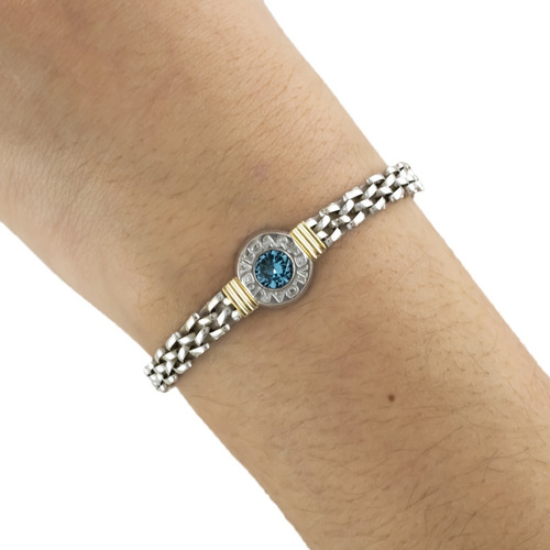 Imagen 7 de 10 de Pulsera Plata Y Oro Mujer Cubic Y Onix - Payasón Regalo