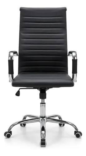 Cadeira Escritorio Presidente Charles Eames Couro Esteirinha Preto Couro Sintético