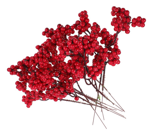 Jarrón De Bayas Artificiales Con Ramas Decorativas Rojas, 10