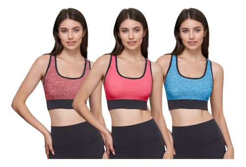 Crop Top Licrado Para Dama X 3 Unidades Ejercicio Gimnasio 