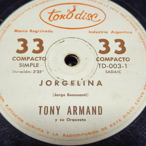 Simple Tony Armand Su Orquesta Tono Disc C6