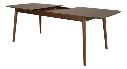 Juego De Comedor Extensible Milan De Madera Con 6 Sillas Diseño De La Tela De Las Sillas Gris Claro - Nogal