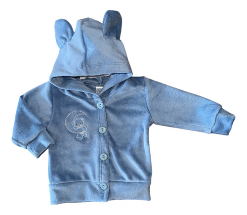 Conjunto Plush Camperita Y Pantalón Bebe Niños Invierno Celeste 3 (6-9 Meses)