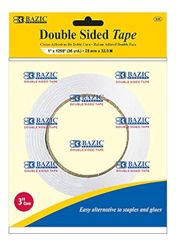 Cinta Adhesiva De Doble Cara Bazic De 1  X 36 Yardas (1296 )