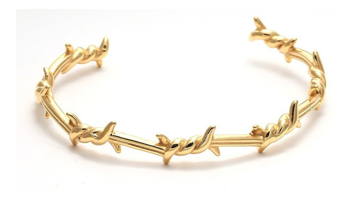 Pulsera De Titanio Hombre Gold Espinas Moda Masculina