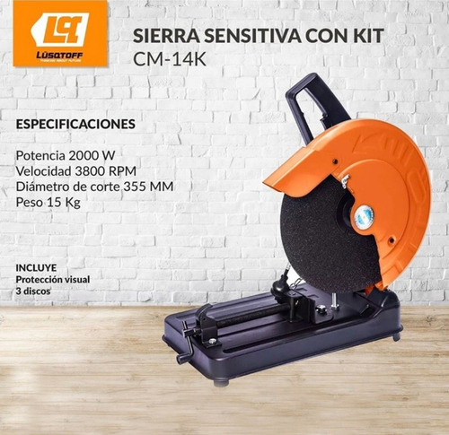 Imagen 2 de 4 de Sierra Sensitiva 355 Mm 3 Discos Lentes Lusqtoff Cm-14k