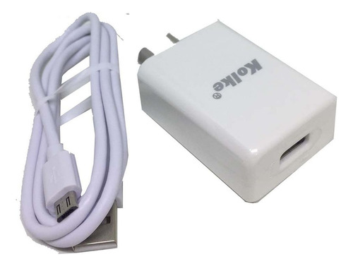 5 X Cargador Kolke Eta-u90jws Usb Blanco + Cable Blanco